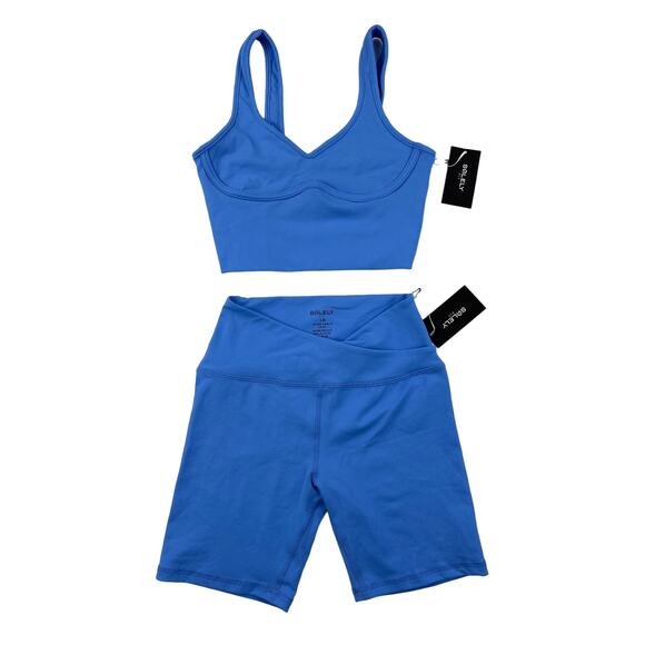 Solely Fit - Energy Contour Tank & Strong Cut Biker Shorts in Blue - Picture 1 of 4